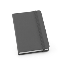 Caderno personalizado de bolso tipo moleskine com 80 folhas não pautadas, capa dura em couro sintético