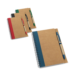 Caderno B6 espiral personalizado e com 60 folhas não pautadas de papel reciclado