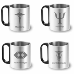 Caneca de inox 180ml com personalização de logo a laser