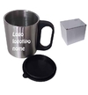 Caneca de inox 180ml com tampa e logo personalizada a laser