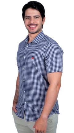CAMISA MANGA CURTA XADREZ AZUL MARINHO