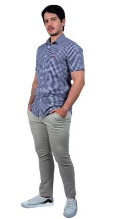 CAMISA MANGA CURTA XADREZ AZUL MARINHO