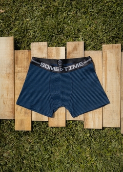 Boxer Rayado Azul - Elast. Negro Some Time