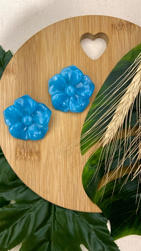 Brinco Flora Azul Marmorizado