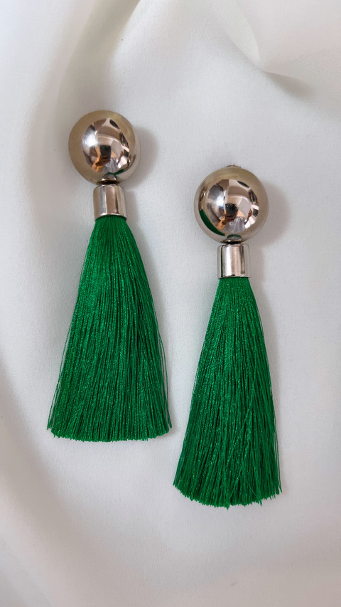 Brinco Bahia Prata Verde Bandeira 2 em 1