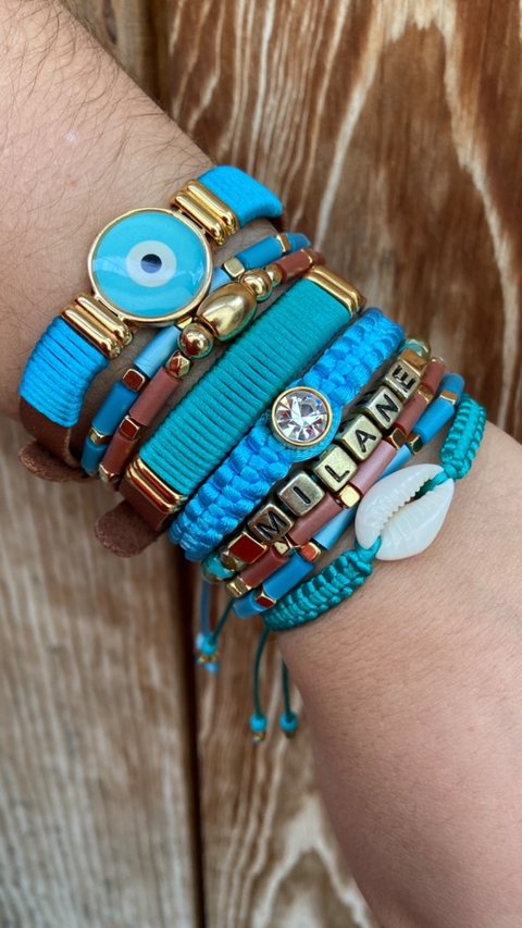 Kit de Pulseiras Tons de Azul