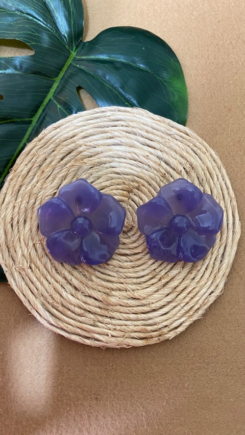 Brinco Flora Roxo Transparente