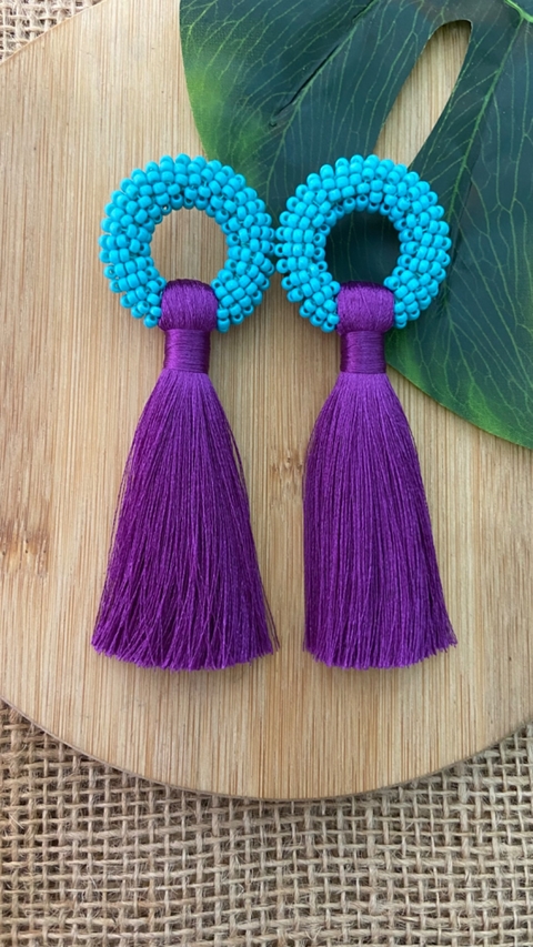 Brinco Maresias Roxo e Turquesa