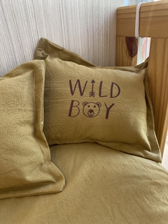 Acolchado + almohada tusor estampado / beige