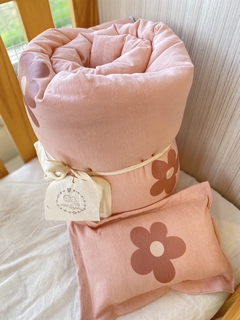 Imagen de Acolchado + almohada tusor estampado / rosa