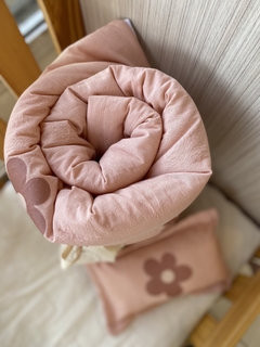 Acolchado + almohada tusor estampado / rosa - comprar online