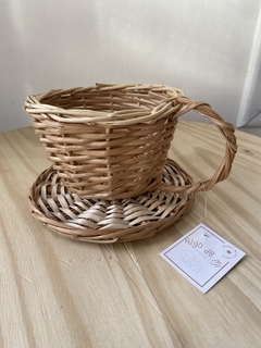 Taza y plato - mimbre - comprar online