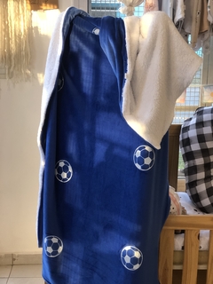 Manta XL de polar y corderito - azul en internet