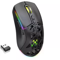 Mouse Gamer Fortrek Striker Air Black, RGB, Wireless, BT, 16000 DPI, 9 Botões Programáveis, Sensor PixArt 3311, Recarregável