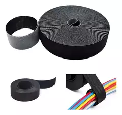 Velcro Dupla Face Slim 3 Metros por 2cm Preto, Organizador de Cabos e Fios - loja online