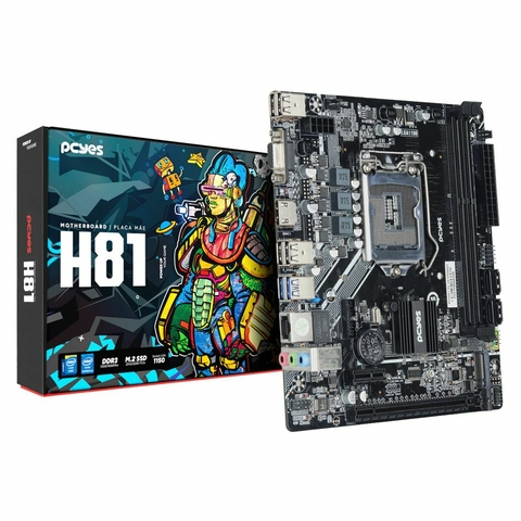 Placa Mãe LGA1150 H81 DDR3 c/ M.2 4ª Geração Pcyes PCYH81-4G16 - 1 Ano de Garantia