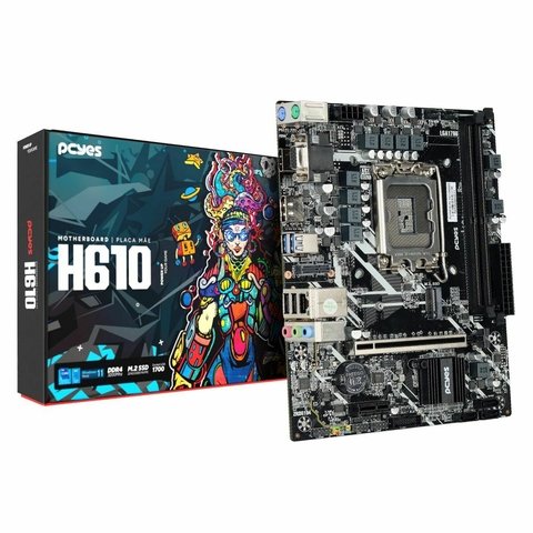 Placa Mãe LGA1700 H610 DDR4 c/ M.2 12ª/13ª/14ª Geração Pcyes PCYH610-14G64 - 1 Ano de Garantia