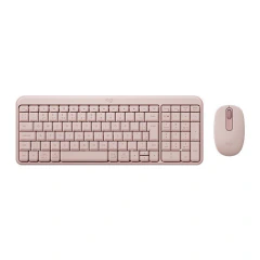 Kit Teclado e Mouse Sem Fio Bluetooth Logitech MK250 Rosa