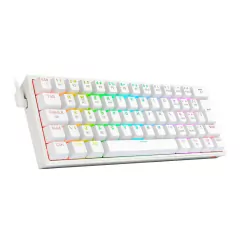 Teclado Mecânico 60% Redragon Fizz Pro White RGB Bluetooth/Wireless Recarregável Switch Brown