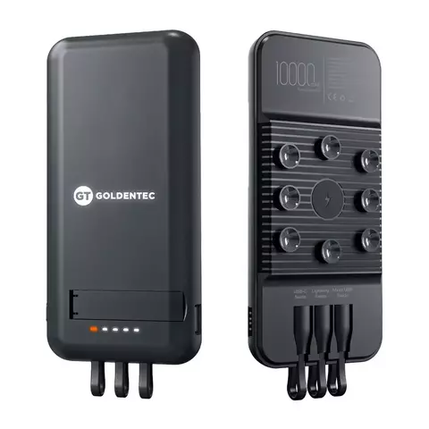Carregador Portátil por Indução GT 10.000mAh 3 em 1 Cabo (USB-C/MicroUSB/Light) com Ventosa (1 Saídas USB) - 1 Ano de Garantia