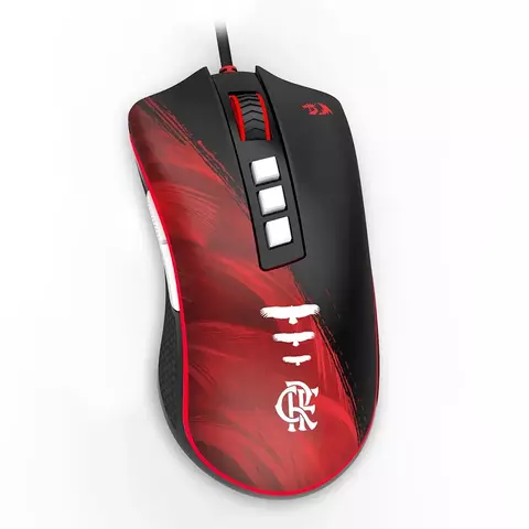 Mouse Gamer Redragon Flamengo Attack, 12.400 DPI, 8 Botões Programáveis, Led Vermelho, Sensor Pixart PAW3327, FL711