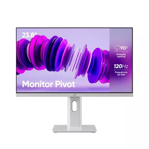 Monitor Rotativo VA Get 23.8 White Slim, Led, Full HD, 120Hz, 7ms, VA, OverDrive, Low Blue Light, Flicker-Free, HDMIVGA