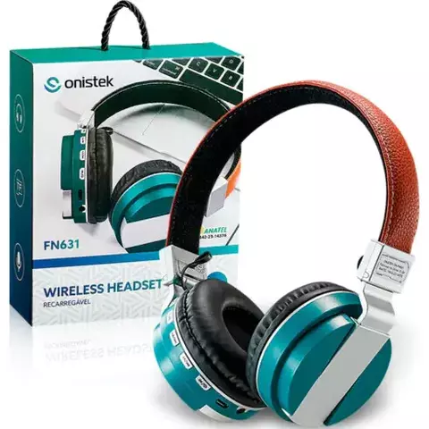 Headphone Bluetooth Onistek ON-FN631 BT 5.0 - Autonomia 14H - Alcance 10M - Entrada MicroSD/AUX