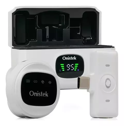Kit Case com 2 Microfone de Lapela Sem Fio Onistek ON-MC828 White USB-C