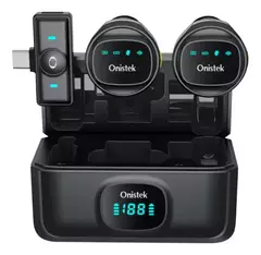 Kit Case com 2 Microfone de Lapela Sem Fio Onistek ON-MC828 Black USB-C