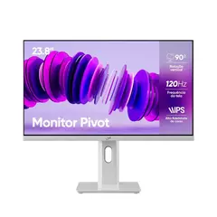 Monitor Rotativo IPS Get 23.8" White Slim, Led, Full HD, 120Hz, 7ms, IPS, OverDrive, Low Blue Light, Flicker-Free, Rotação, HDMI/VGA