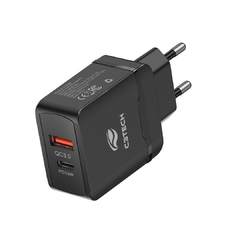 Carregador de Parede C3Tech 3.0A 20W UC-P200BK (2 USB)(1 USB-C)(1 USB) Quick Charge 3.0