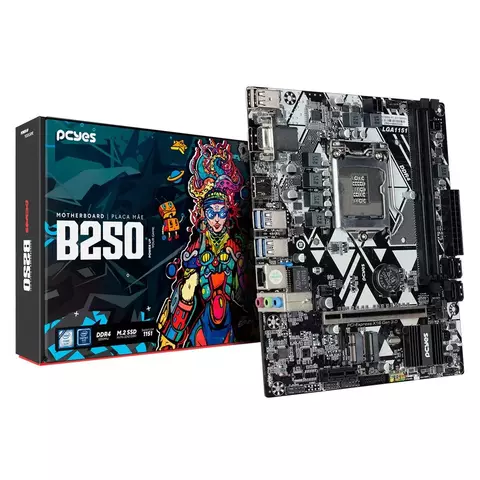 Placa Mãe LGA1151 B250 DDR4 c/ M.2 6ª/7ª/8ª/9ª Geração Pcyes PCYB250-9G64 - 1 Ano de Garantia