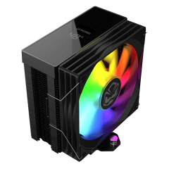 Air Cooler Pcyes Duley Black Vulcan, 120mm, Led ARGB, Display Digital, Intel LGA1954 e AMD AM5, HeatPipe: 4 (6mm), TPD: 180W