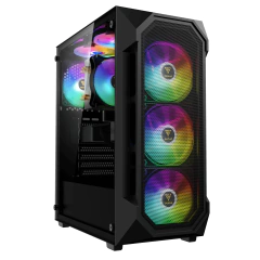Gabinete Gamer Gamdias Aura GC1 Elite Vidro Temperado ATX Mid Tower RGB *Com 4 Fans* Sem Fonte Black ATX, Micro-ATX, Mini-ITX