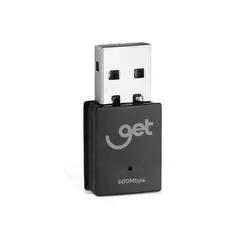 Adaptador Wi-Fi USB Get 5GHz 600Mbps e 2.4GHz 300Mbps