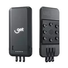Carregador Portátil por Indução Get 10.000mAh 3 em 1 Cabo (USB-C/MicroUSB/Light) com Ventosa (1 Saídas USB) - 1 Ano de Garantia