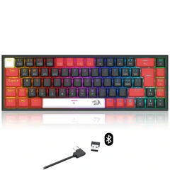 Teclado Mecânico 65% Redragon Castor Pro Red/White RGB Bluetooth/Wireless Recarregável Switch Brown