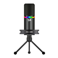 Microfone Dinâmico Gamer Redragon Solara, RGB, Com Braço Articulado e Schok Mount, USB, Preto, GM307 - comprar online