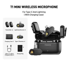 Kit Case com 2 Microfone Profissional de Lapela Sem Fio Maono Wave T1 Mini WM622 Lightning + USB-C + Bolsa - comprar online