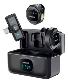 Kit Case com 2 Microfone de Lapela Sem Fio Onistek ON-MC828 Black USB-C - comprar online