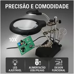 Estação de Trabalho Luatek LWJ-312 com Lupa (Ampliação 10X), Garras para Fixação e Led - comprar online