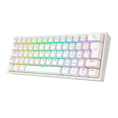 Teclado Mecânico 60% Redragon Fizz Pro White RGB Bluetooth/Wireless Recarregável Switch Brown - comprar online