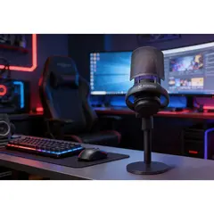 Microfone Gamer Fortrek MIC10 Black, LED, Knob de Volume, USB na internet