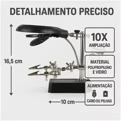 Estação de Trabalho Luatek LWJ-312 com Lupa (Ampliação 10X), Garras para Fixação e Led na internet