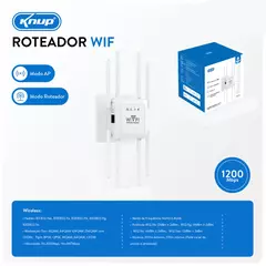 Repetidor WI-FI 5GHz Knup KP-RW408G White 8 Antenas 1200Mbps na internet