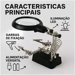 Estação de Trabalho Luatek LWJ-312 com Lupa (Ampliação 10X), Garras para Fixação e Led - WZetta: Pcs, Eletrônicos, Áudio, Vídeo e mais