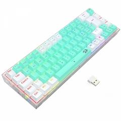 Teclado Mecânico 65% Redragon Castor Pro White/Mint RGB Bluetooth/Wireless Recarregável Switch Gentle Mine - loja online