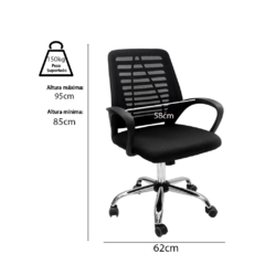 Cadeira Office Austin Estofada Preto Mozaic - loja online