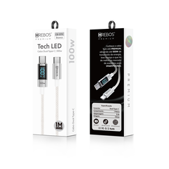 Cabo Cel Hrebos CB-371C USB-C para USB-C 1m 3.1A 100W - loja online