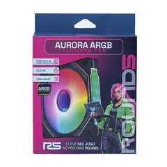 Imagem do Cooler Fan 120mm Round5 Aurora FW Black, ARGB - *PWM + ARGB 3P 5V*